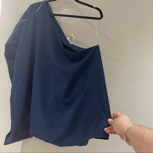 Main Strip One shoulder blue blouse NWT